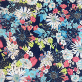 Pima Cotton Lawn Flourishing Floral Navy Colourful Flowers Pattern