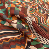 Pima Cotton Lawn Gustav Brown Abstract Dress Fabric Brown Green Nude Orange Fold
