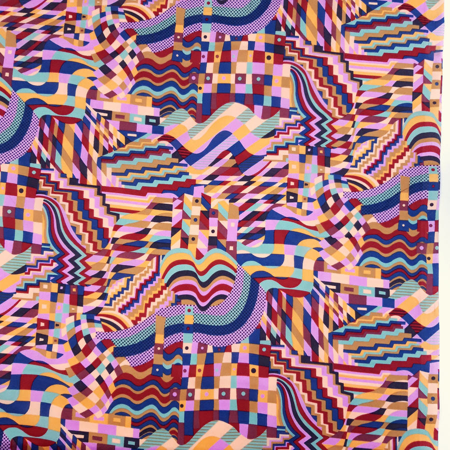 Pima Cotton Lawn Gustav Lilac Multicoloured Geometric Cotton Lawn Shirting Dress Fabric Pattern Fabric Photo