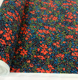 Pima Cotton Lawn In The Dark Black Floral Multicoloured Design Fine Cotton Lawn Dress Shirting Fabric Fabric Photo