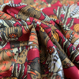 Pima Cotton Lawn Joshua Tree Red Orange Cactus Plants Cotton Lawn Dress Fabric Close Up Fabric Photo