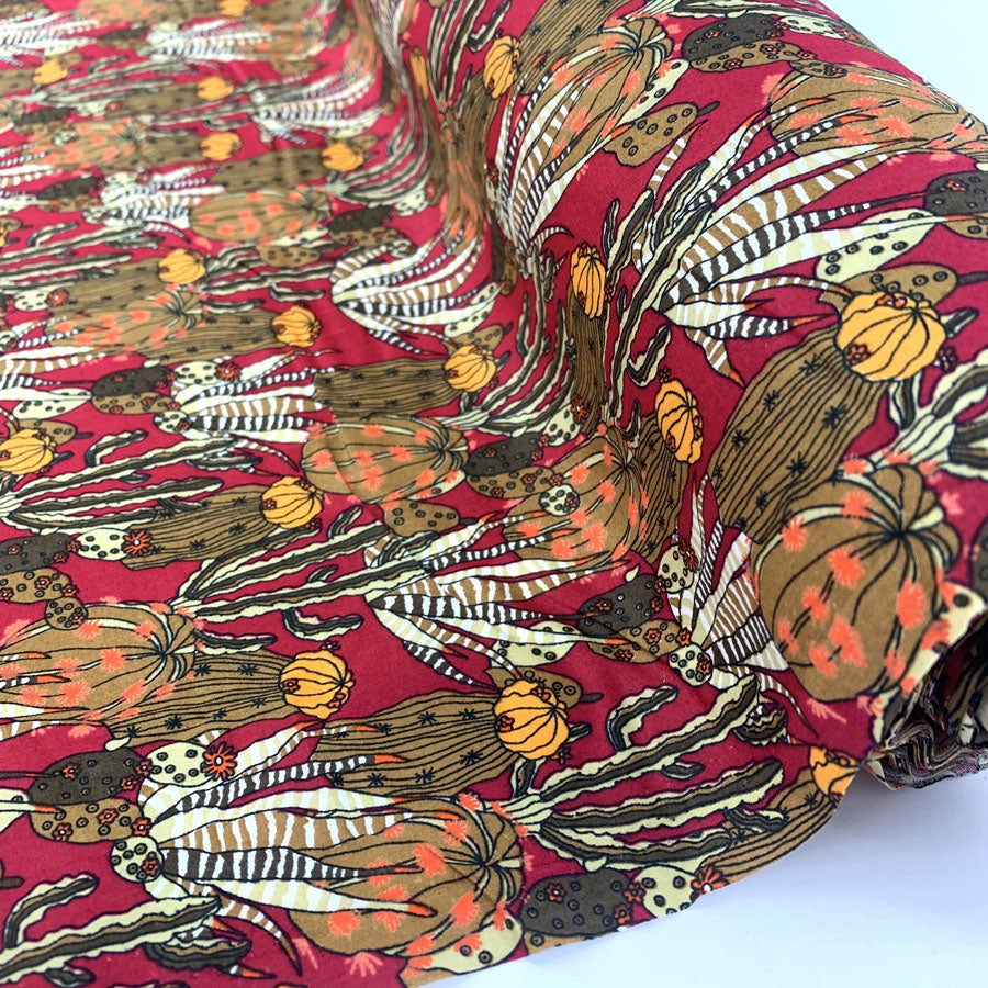 Pima Cotton Lawn Joshua Tree Red Orange Cactus Plants Cotton Lawn Dress Fabric Thumbnail Fabric Photo