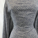 Pima Cotton Lawn Leaf Navy Fine Cotton Lawn Leaf Pattern Close Up Drape Waist Fabric Photo Custom