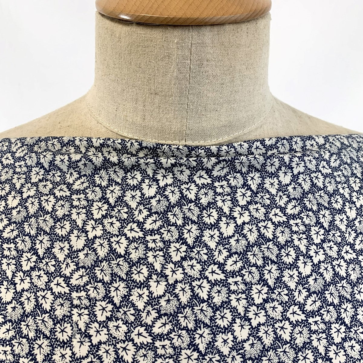 Pima Cotton Lawn Leaf Navy Fine Cotton Lawn Leaf Pattern Close Up Neck Fabric Photo Custom