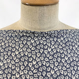 Pima Cotton Lawn Leaf Navy Fine Cotton Lawn Leaf Pattern Close Up Neck Fabric Photo Custom