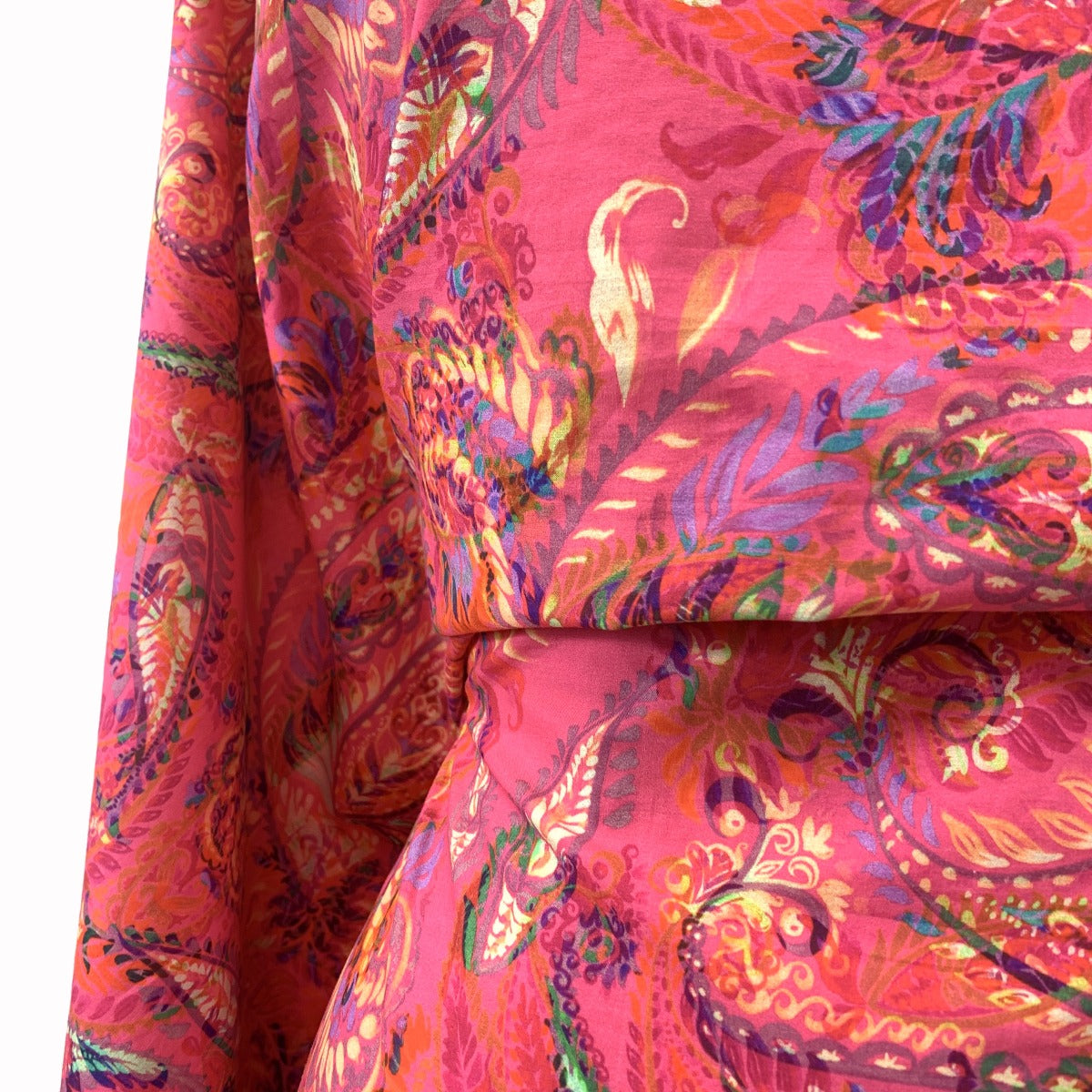 Pima Cotton Lawn Magnificent Pink Floral Paisley Close Up