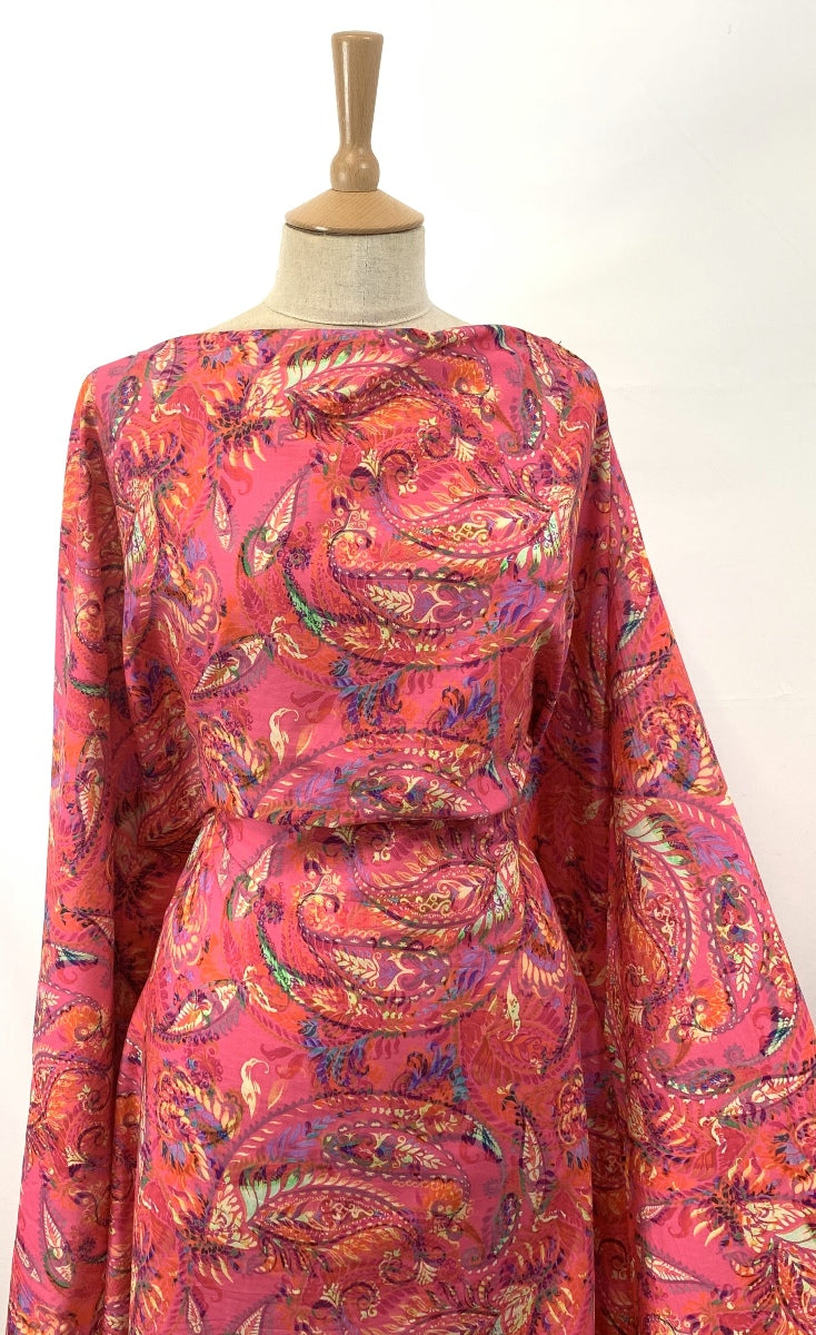 Pima Cotton Lawn Magnificent Pink Floral Paisley Dress
