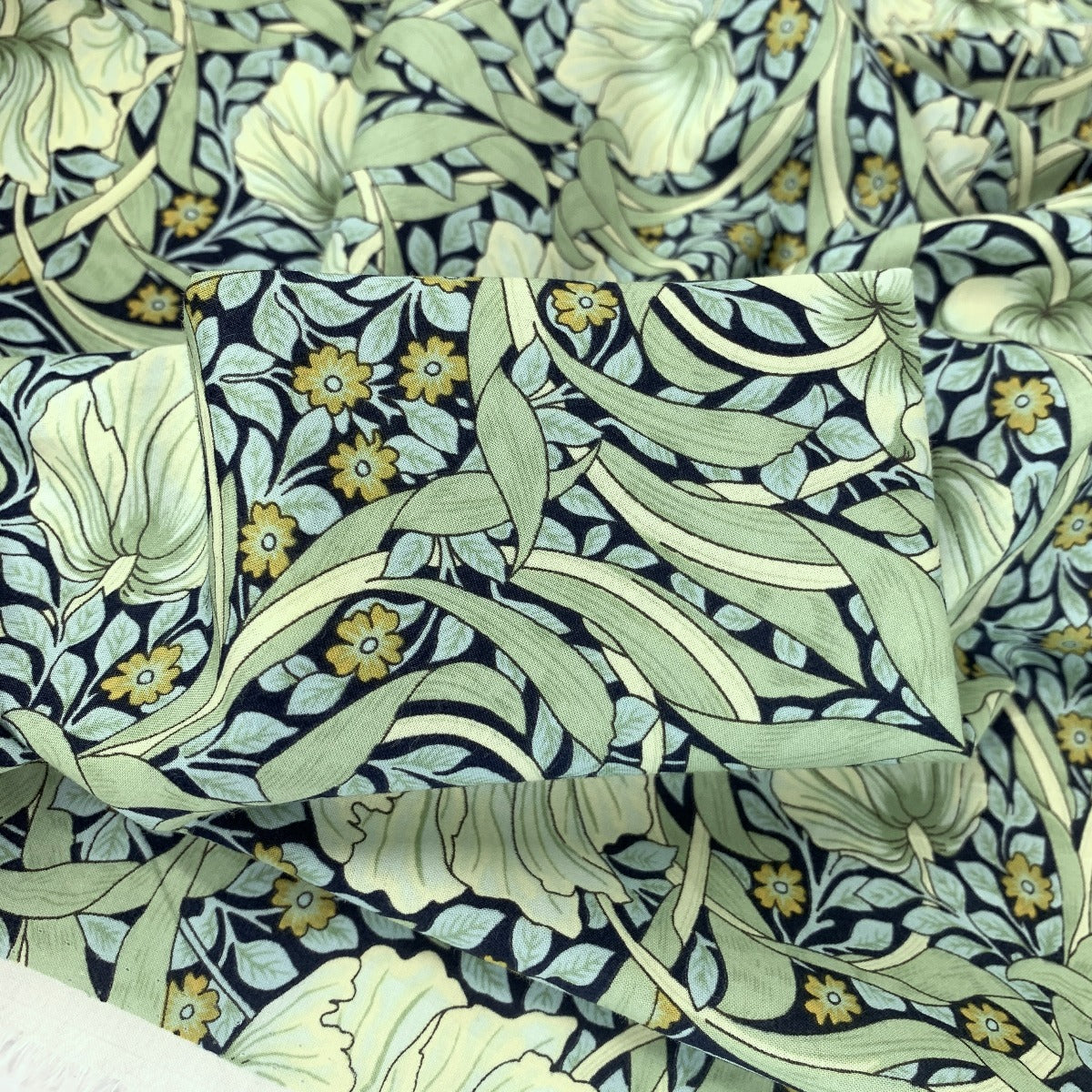 Pima Cotton Lawn Morris Mint Cotton Dress Fabric Fold