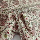 Pima Cotton Lawn Red Pink Beige Cream Trees Fold