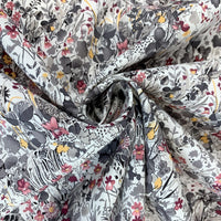Pima Cotton Lawn - The Garden Of Shakespeare - Pink & Grey