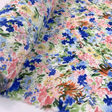 Pima Cotton Lawn Tiffany Floral Pink Roual Blue Yellow Cotton Lawn Fabric R