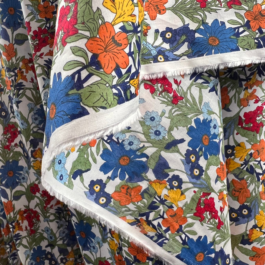 Pima Cotton Lawn Afternoon Delight Multi Coloured Floral Dressmaking Fabric Drape