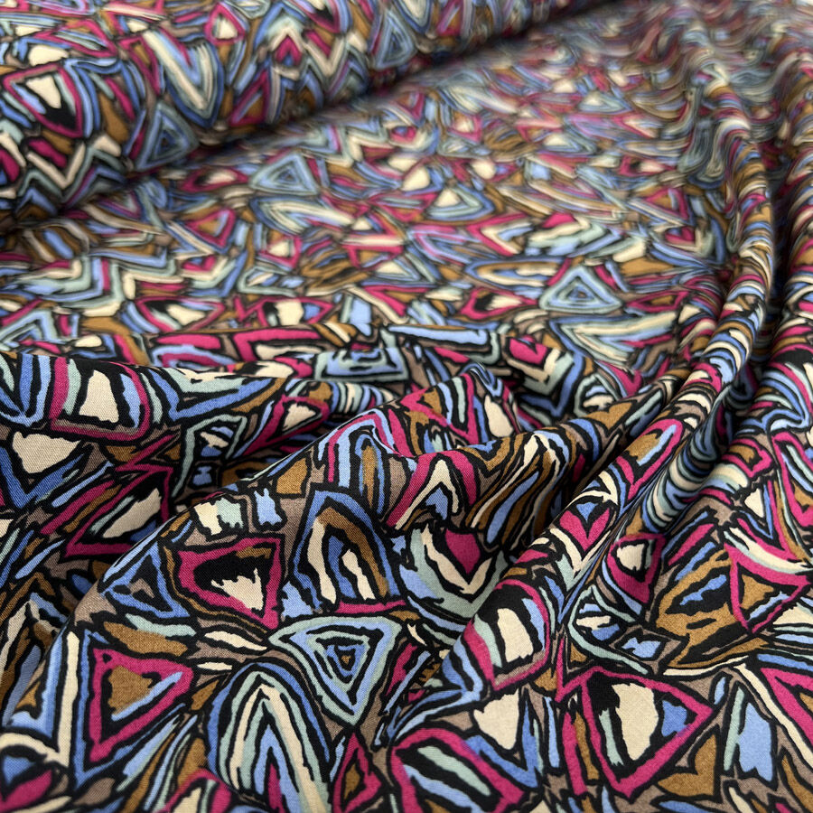 Pima Cotton Lawn Artful Abstract Pink Brown Print Dress Fabric Cu 3529E534 D131 42A9 967E 52A9F93Eabdf