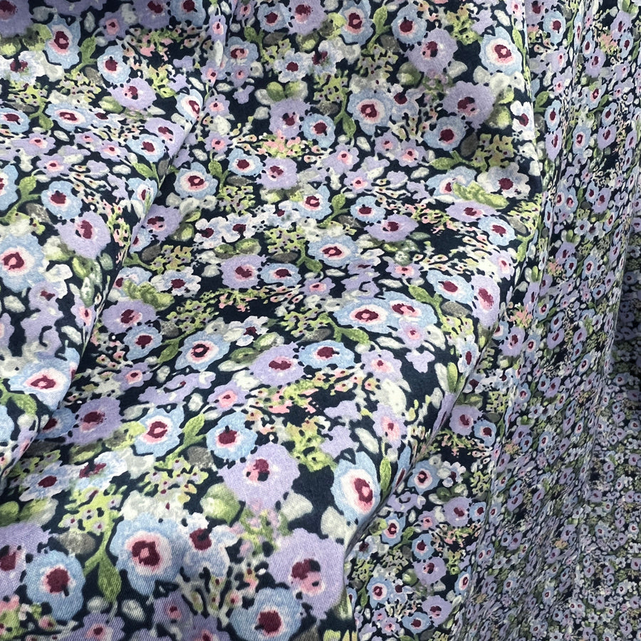 Pima Cotton Lawn Calmer Violet Purple Floral Dressmaking Fabric