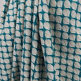 Pima Cotton Lawn Colder Days Teal Leaf Print Dress Fabric