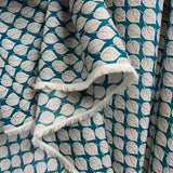 Pima Cotton Lawn Colder Days Teal Leaf Print Dress Fabric Hang