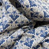 Pima Cotton Lawn Dress Fabric Blue Beige Floral Chandelier
