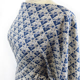 Pima Cotton Lawn Dress Fabric Blue Beige Floral Chandelier Side