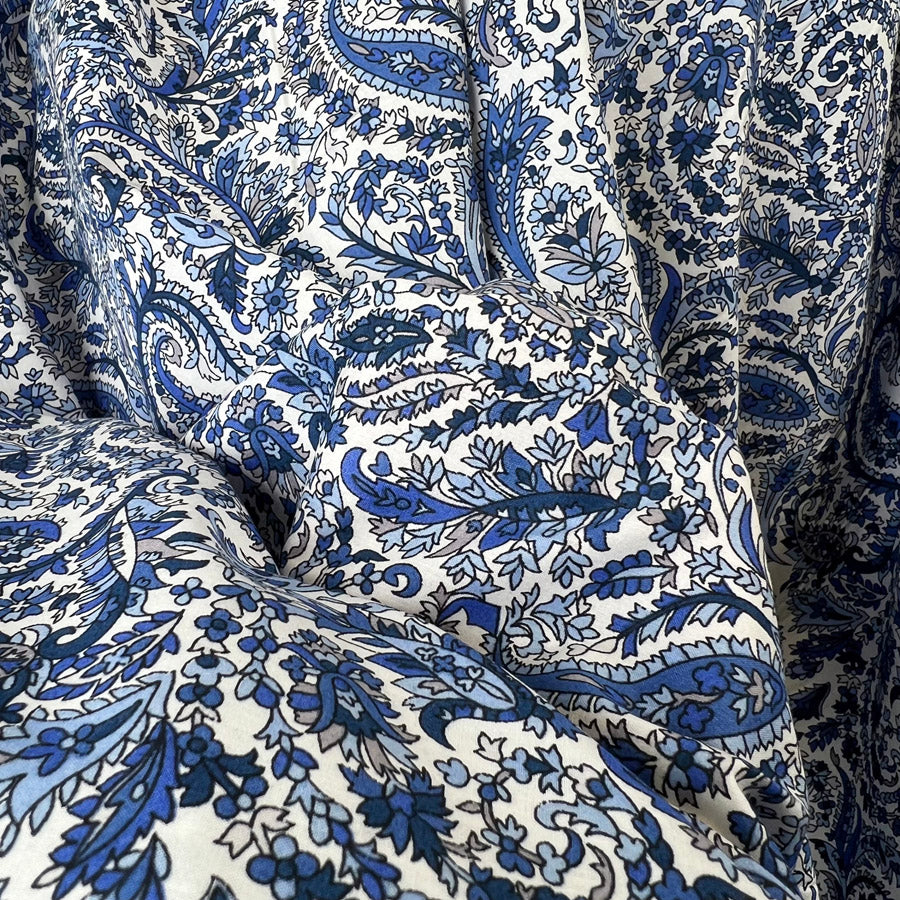 Pima Cotton Lawn Dress Fabric Blue Willow