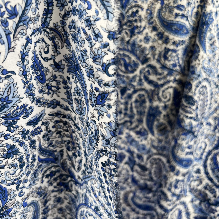 Pima Cotton Lawn Dress Fabric Blue Willow Hang
