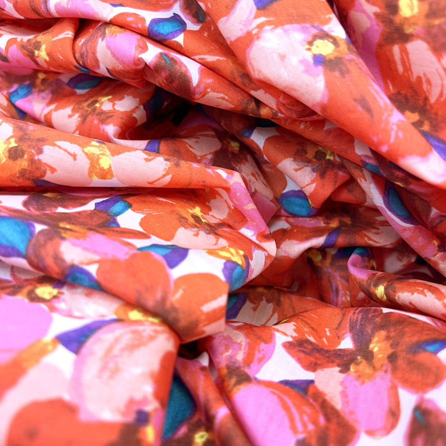 Pima Cotton Lawn Dress Fabric Red Pink Florals Sunset Peony Cu A2B82393 44Da 4035 Bd16 F5Ca2Df2Cdff