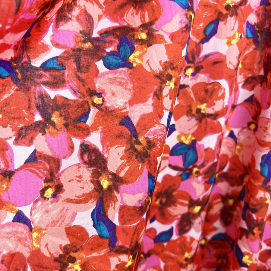 Pima Cotton Lawn Dress Fabric Red Pink Florals Sunset Peony Drape 9A06E7C4 Bca5 45B0 Bdb5 6E4092Fbd402