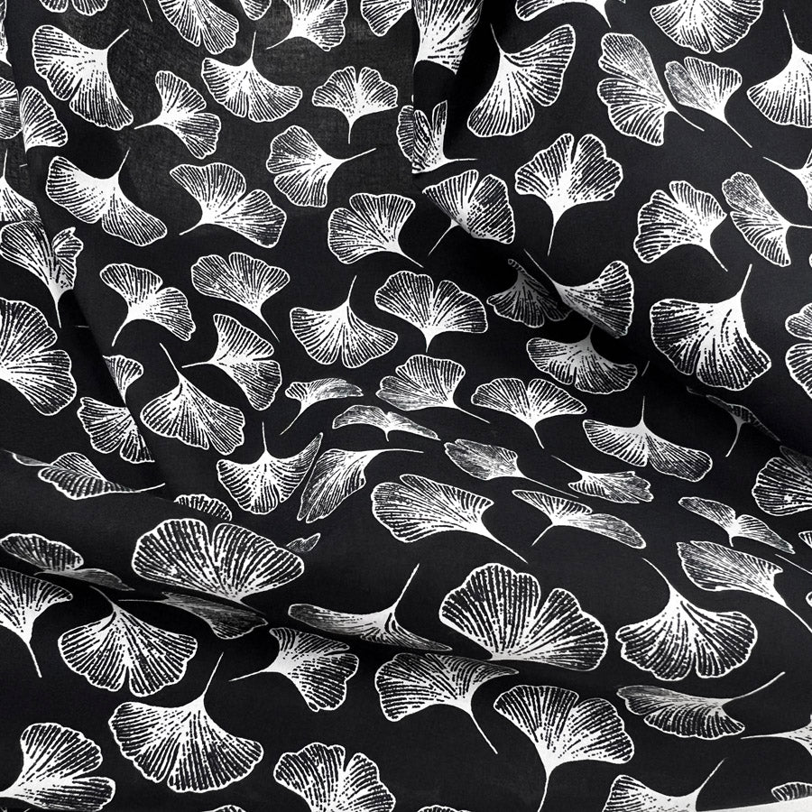 Pima Cotton Lawn Dressmaking Fabric Midnight Fall Black