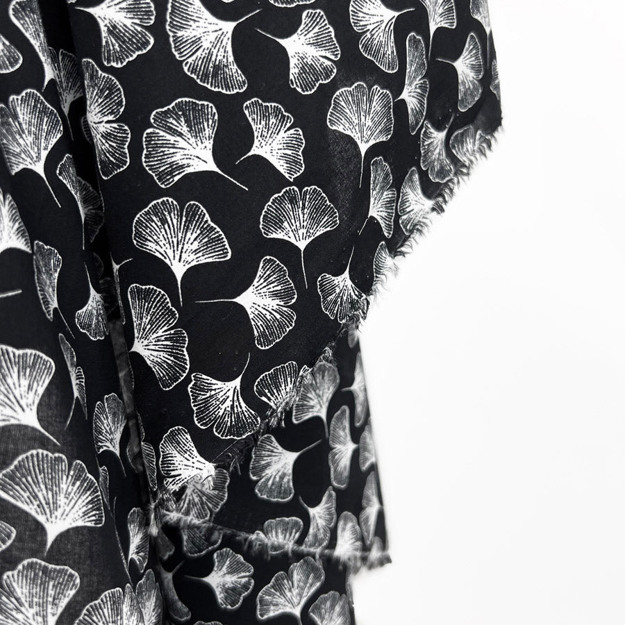 Pima Cotton Lawn Dressmaking Fabric Midnight Fall Black Hang