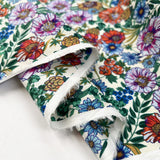 Pima Cotton Lawn Ellen Floral Multicoloured Cream Dress Fabric Fold