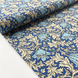 Pima Cotton Lawn Folk Garden Blue Floral Cream Woven Dress Fabric Roll