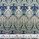 Pima Cotton Lawn Jade Vine Vintage Blue Abstract Dress Fabric Ruler
