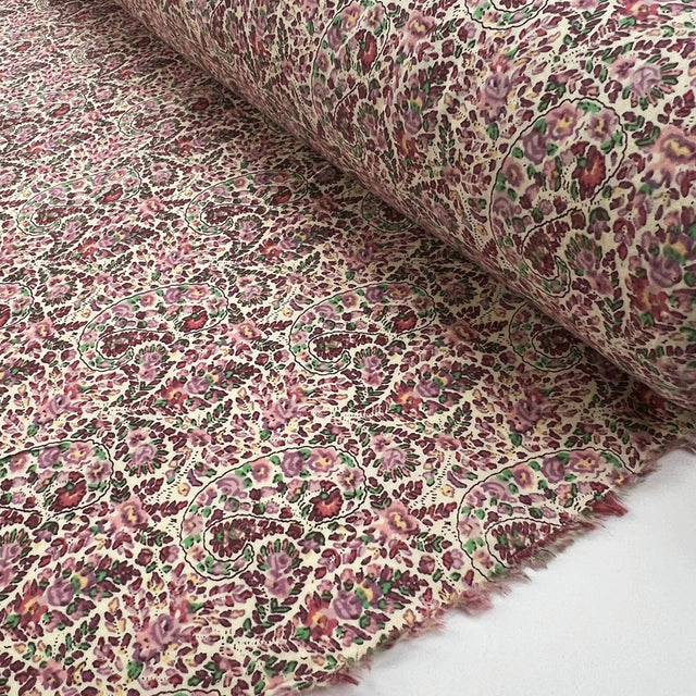 Pima Cotton Lawn Lana Pink Paisley Floral Woven Summer Dress Fabric Roll