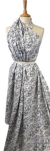 Pima Cotton Lawn Majestic Navy And White Floral Dress Fabric
