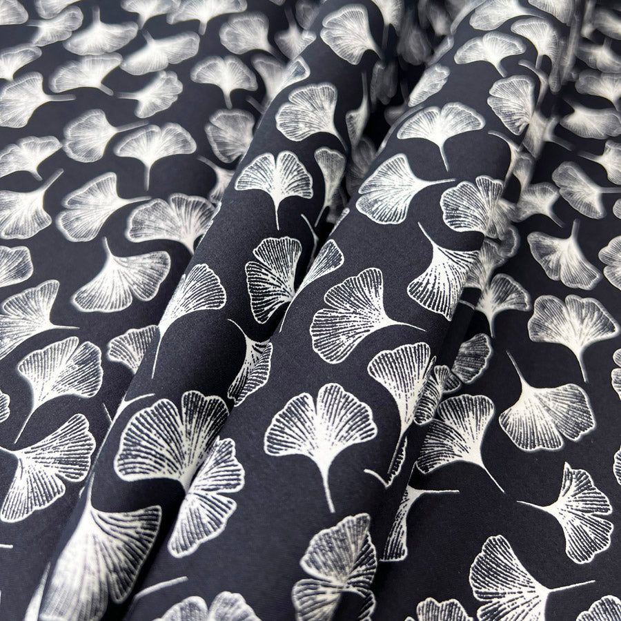 Pima Cotton Lawn Midnight Fall Navy Dress Fabric