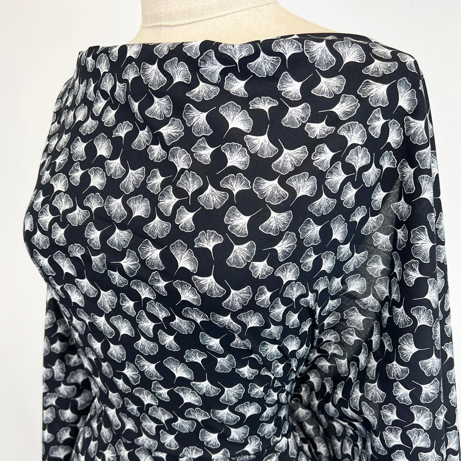 Pima Cotton Lawn Midnight Fall Navy Dress Fabric Side