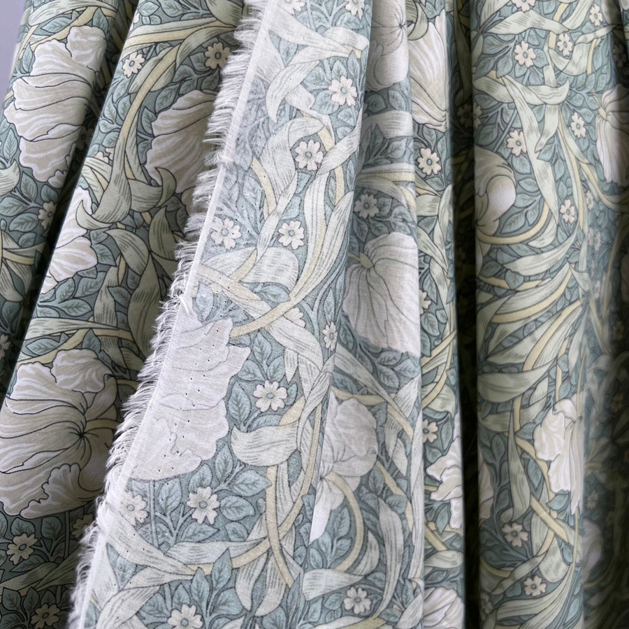 Pima Cotton Lawn Morris  Sage Green Floral Dress Fabric Hang