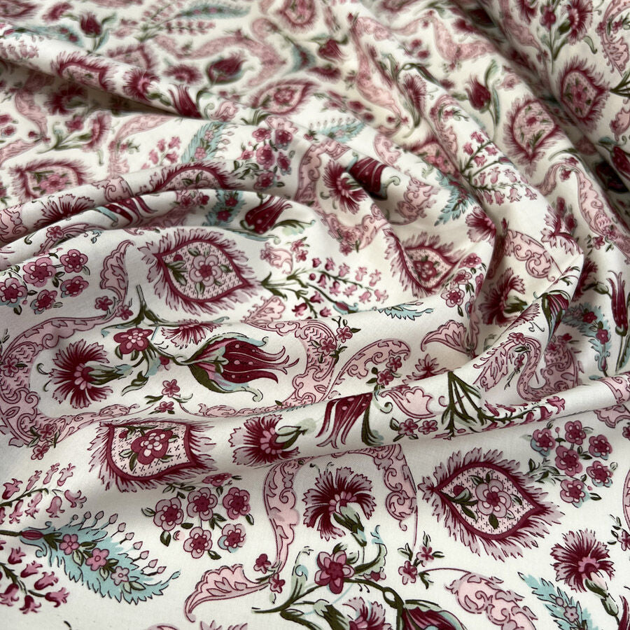 Pima Cotton Lawn Raj Pink Woven Paisley Floral White Dress Fabric Cu Fe6Be738 A263 4014 9B9D 746C7Ba071D2