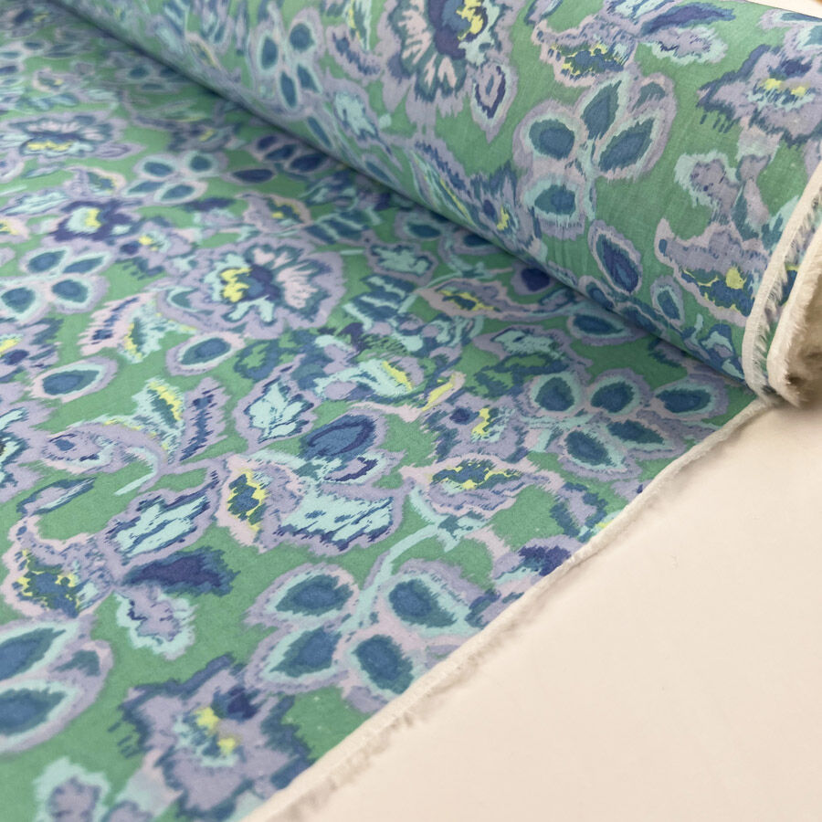 Pima Cotton Lawn Sacha Blue Floral Woven Dress Fabric Roll