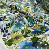 Pima Cotton Lawn Sindy Green White Floral Leaf Print Dress Fabric