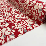 Pima Cotton Lawn Tayla Red White Leaf Print Dress Fabric Roll