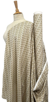 Pima Cotton Lawn Tribal Grove Sand Leaf Print Black Woven Dress Fabric Mannequin