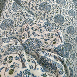 Pima Mulberry Tree Blue Cotton Lawn White Printed Dress Fabric