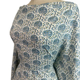 Pima Mulberry Tree Blue Cotton Lawn White Printed Dress Fabric Side