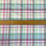 Pink Green Ivory Checked Dress Fabric Cotton Lawn Apple And Rhubarb Ruler