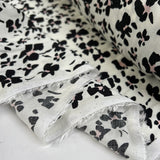 Pinky Cream Black Pink Floral Print Viscose Dress Fabric Fold