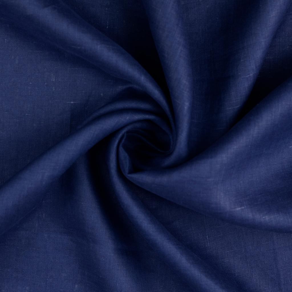 Plain 100 Percent Linen 150Gsm Dress Fabric Navy Twist