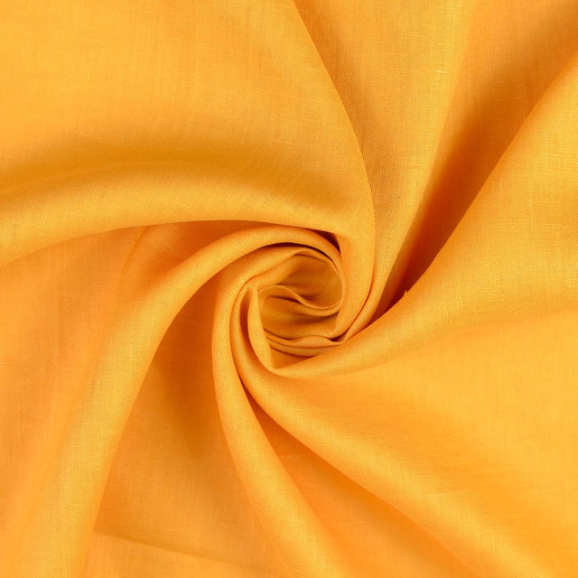 Plain 100 Percent Linen 150Gsm Dress Fabric Ochre Twist