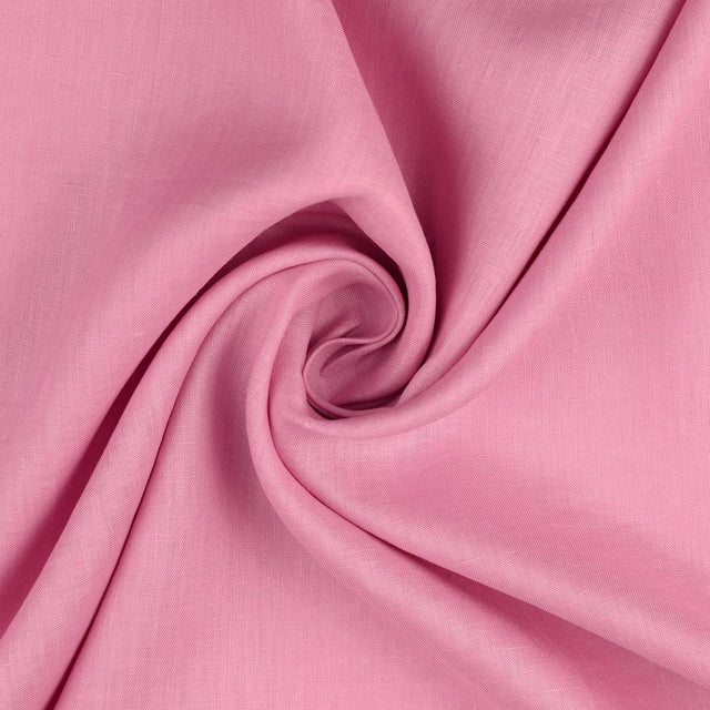 Plain 100 Percent Linen 150Gsm Dress Fabric Pink Twist