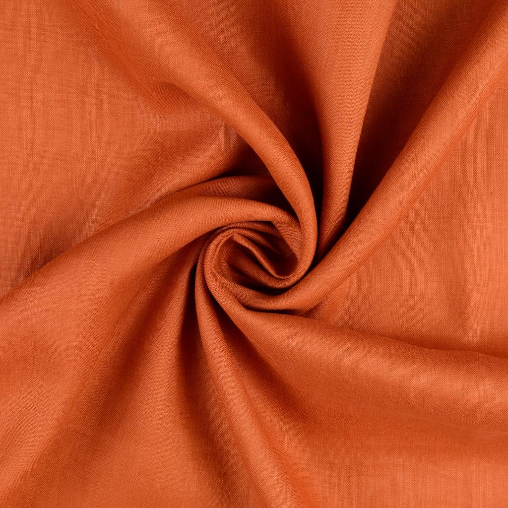 Plain 100 Percent Linen 150Gsm Dress Fabric Rust Twist