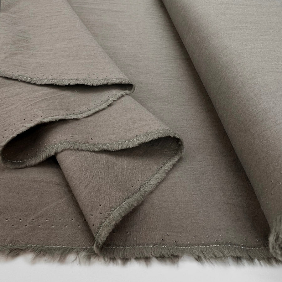 Plain Cotton Poplin Fabric Stonewashed Luxury Cotton Grey Fold